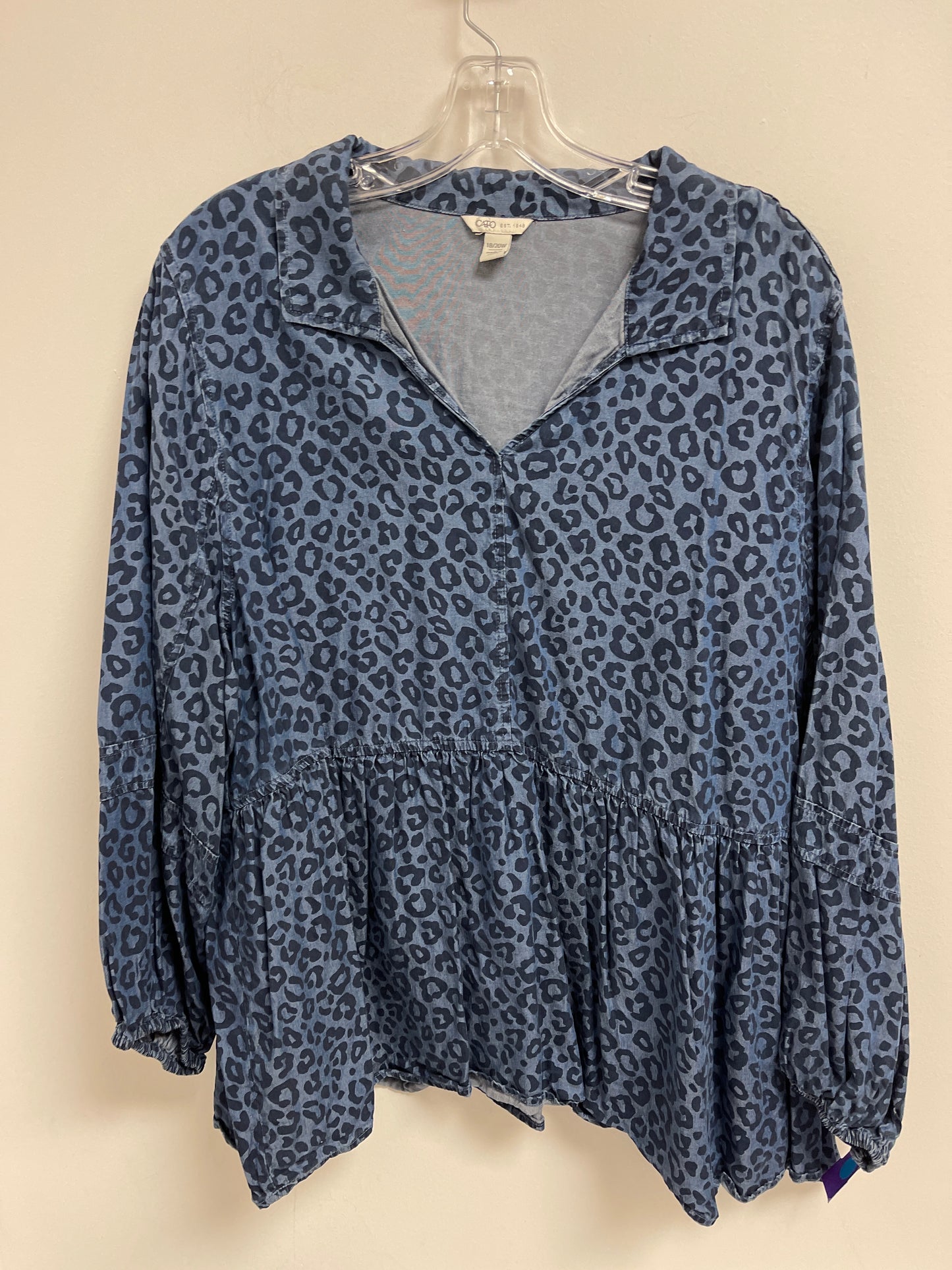 Blue Denim Top Long Sleeve Cato, Size 2x