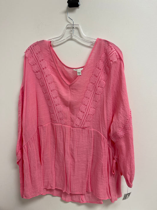 Pink Top 3/4 Sleeve Cato, Size 2x