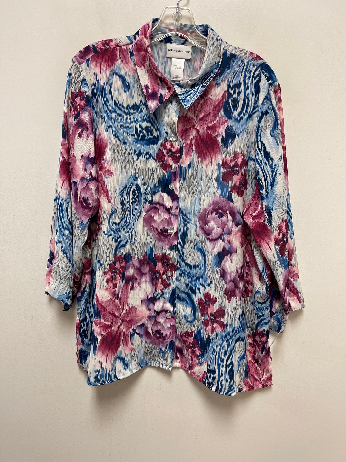 Blue & Pink Top Long Sleeve Alfred Dunner, Size L