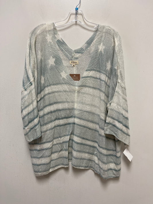 Blue & White Top Long Sleeve Pol, Size M