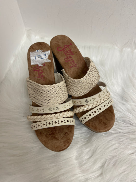 Cream Sandals Heels Wedge Jelly Pop, Size 5.5