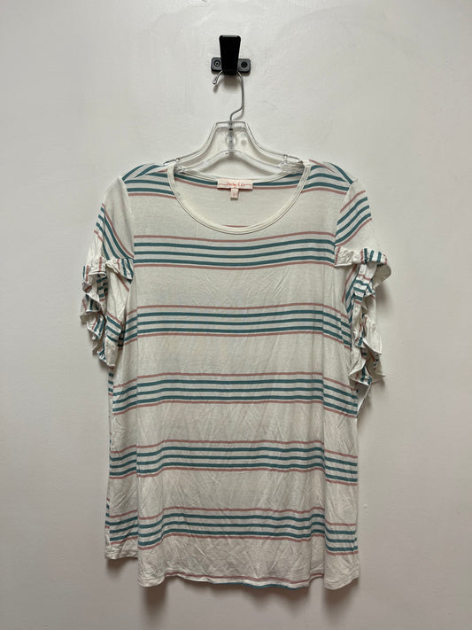 Striped Pattern Top Short Sleeve Clothes Mentor, Size L