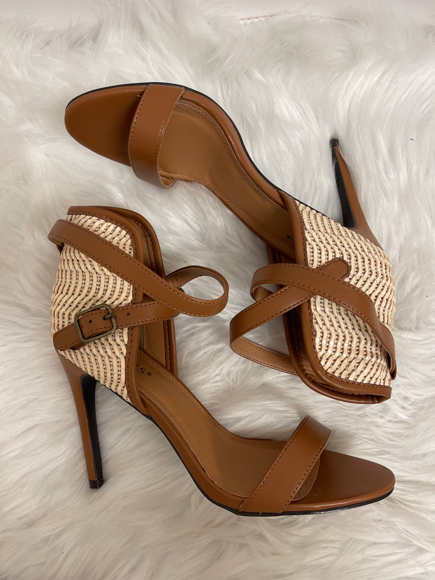 Tan Sandals Heels Stiletto Venus, Size 8