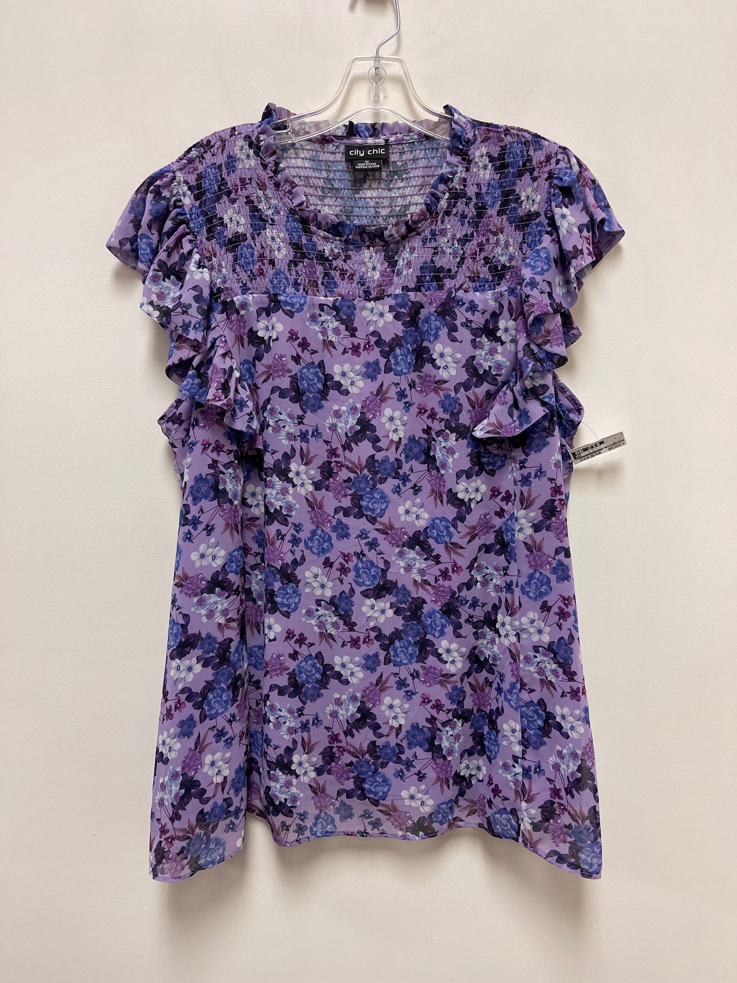 Purple Top Short Sleeve City Chic, Size M