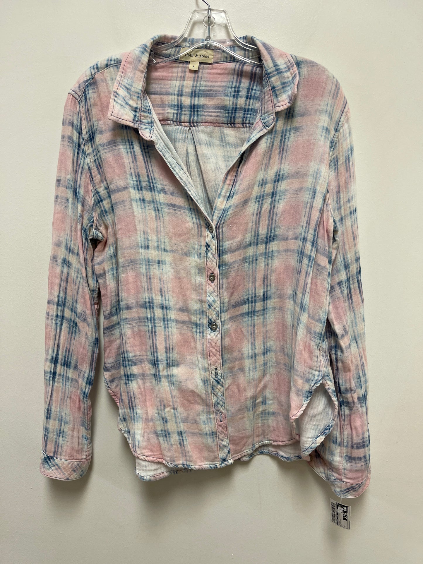 Blue & Pink Top Long Sleeve Cloth & Stone, Size L