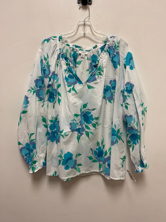 Blue & White Top Long Sleeve J. Crew, Size 2x