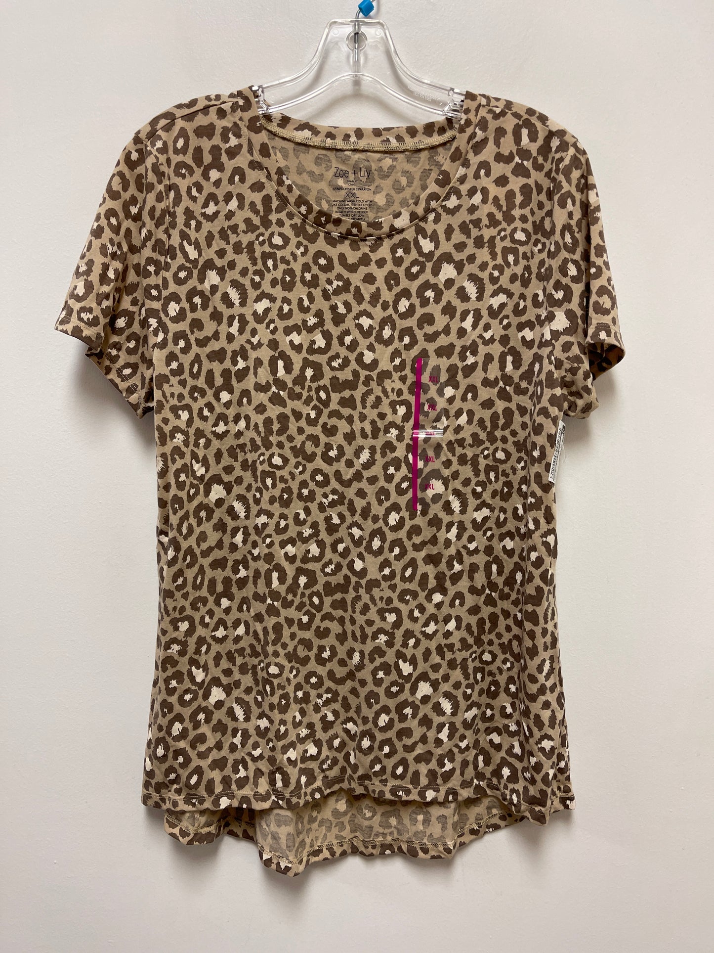 Animal Print Top Short Sleeve Zoe And Liv, Size 2x