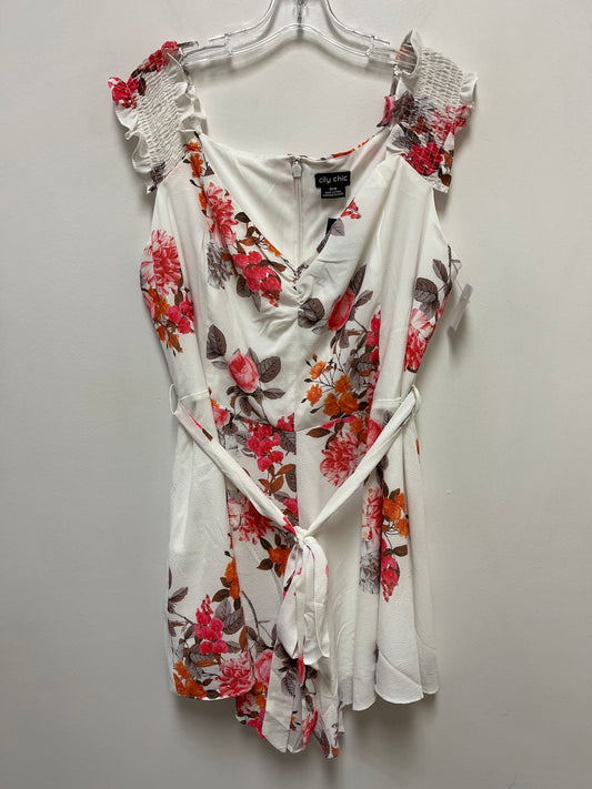 Floral Print Dress Casual Short City Chic, Size 1x