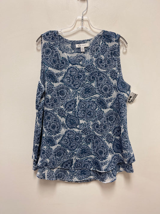 Blue & White Top Sleeveless Clothes Mentor, Size L