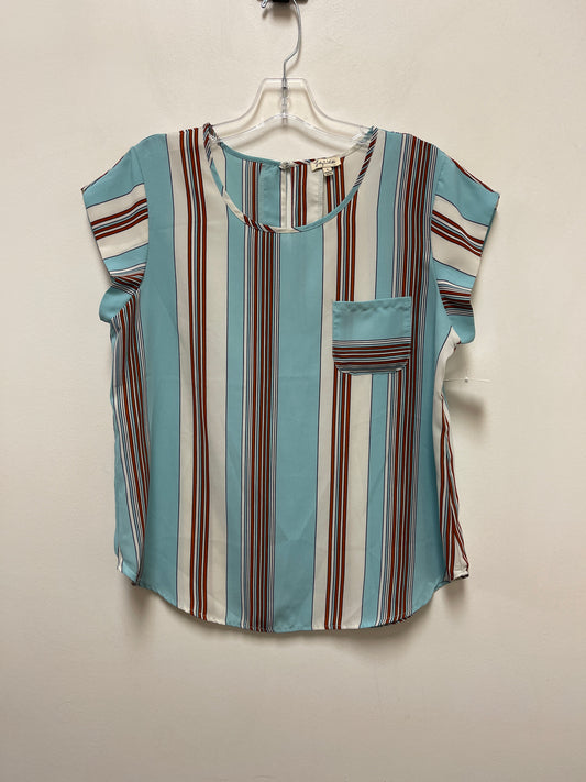 Striped Pattern Top Short Sleeve Lily White, Size L