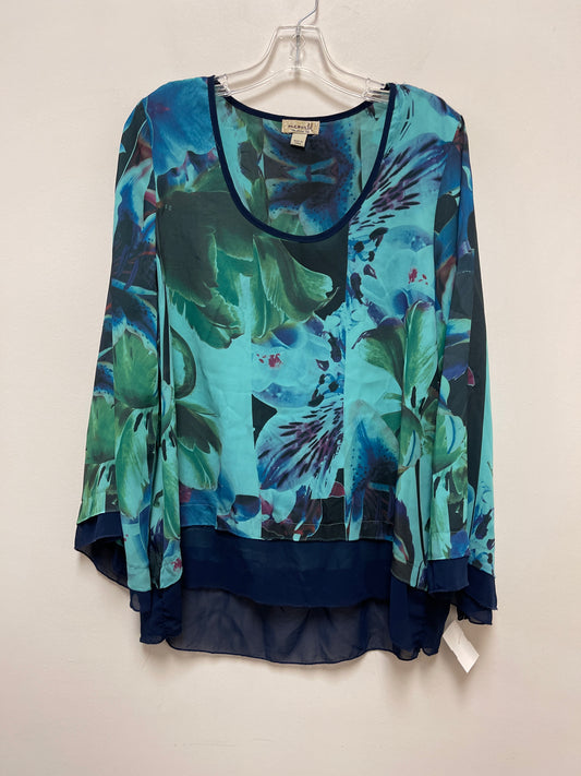 Top Long Sleeve By One World In Blue & Green, Size: M