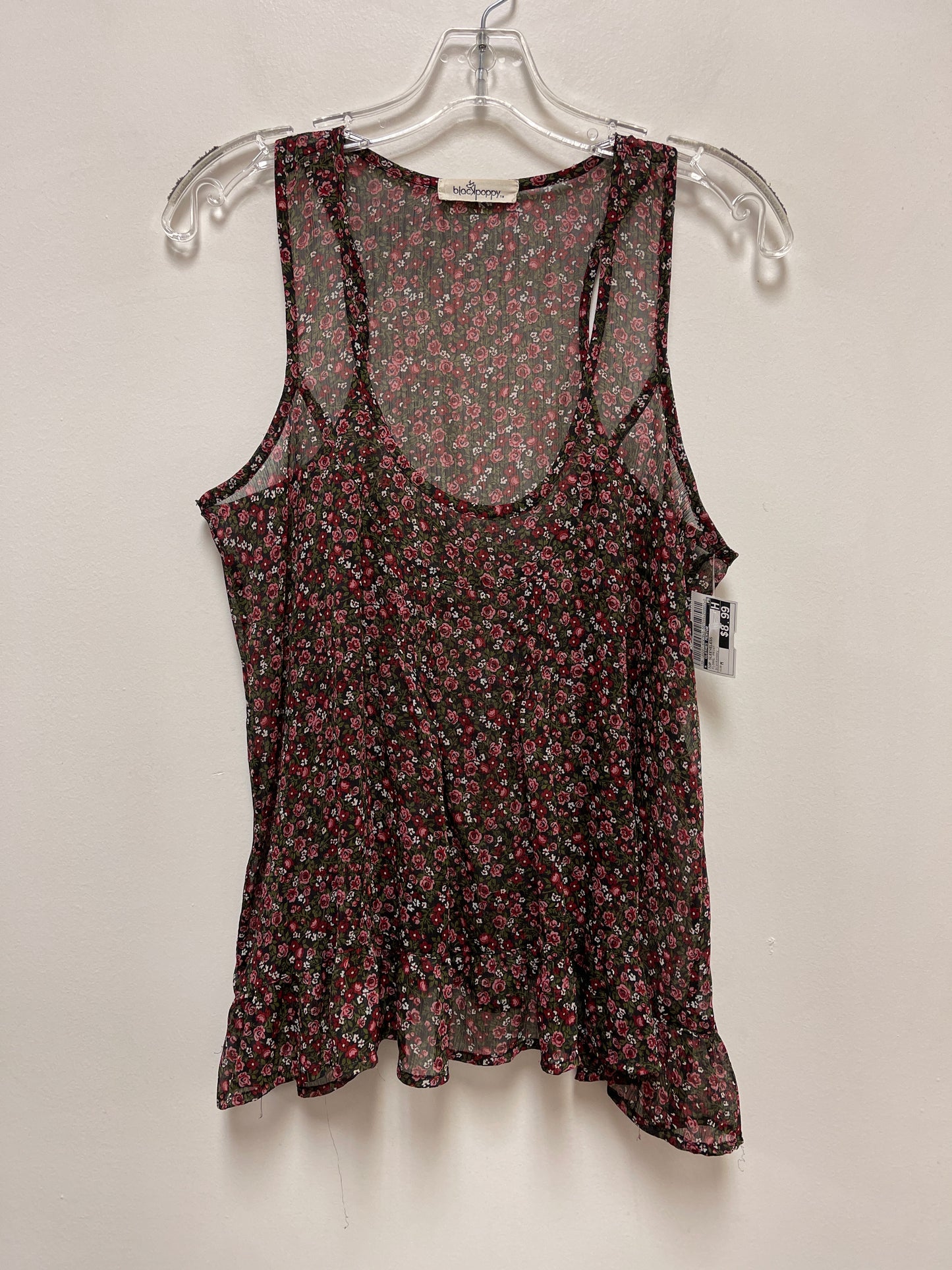 Floral Print Top Sleeveless Clothes Mentor, Size M