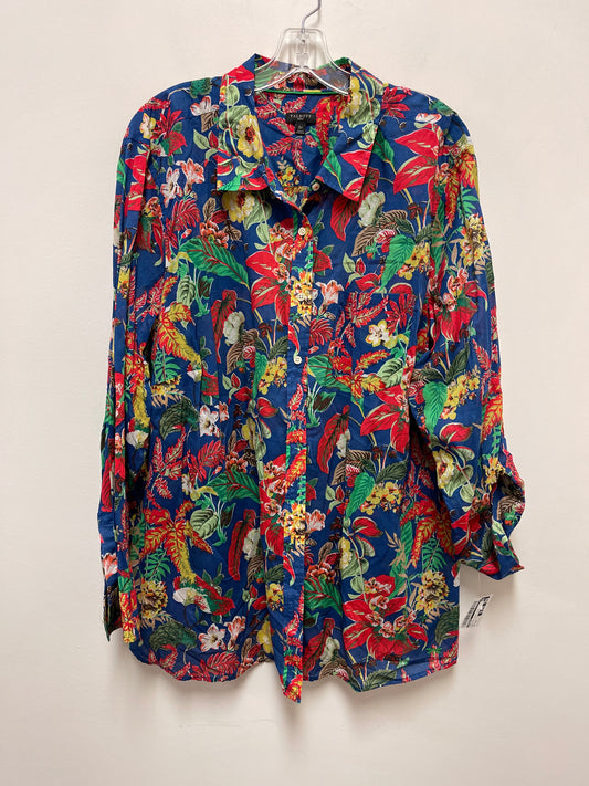 Tropical Print Top Long Sleeve Talbots, Size 3x