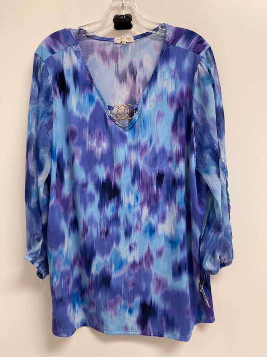 Blue & Purple Top Long Sleeve Clothes Mentor, Size 3x