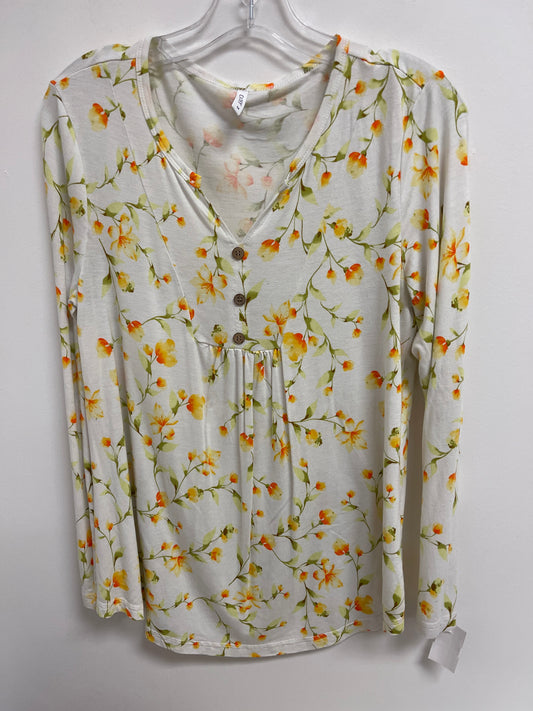 Floral Print Top Long Sleeve Clothes Mentor, Size M