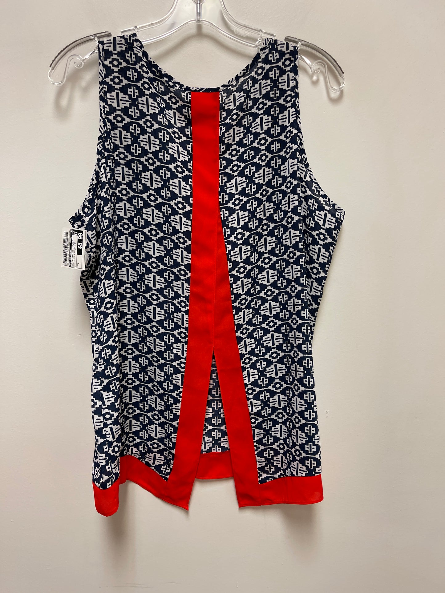 Top Sleeveless By Zac And Rachel In Blue & Red & White, Size: L