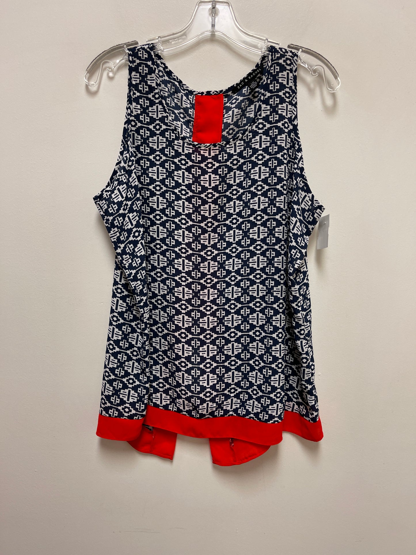 Top Sleeveless By Zac And Rachel In Blue & Red & White, Size: L