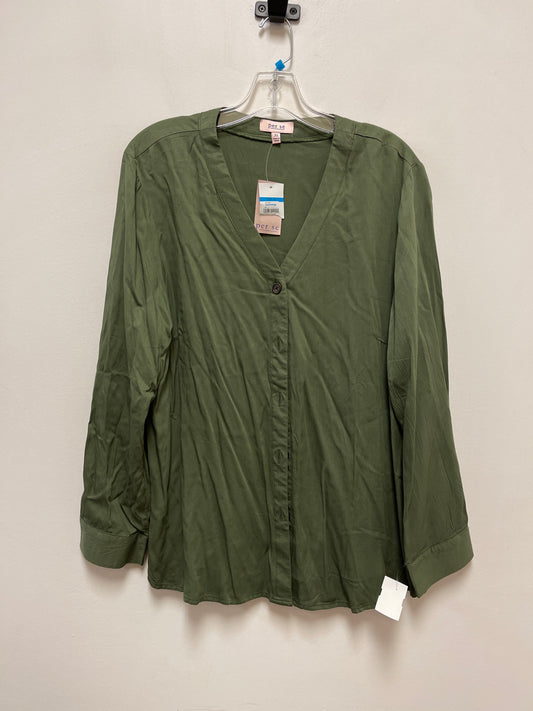 Top Long Sleeve By Per Se In Green, Size: Xl