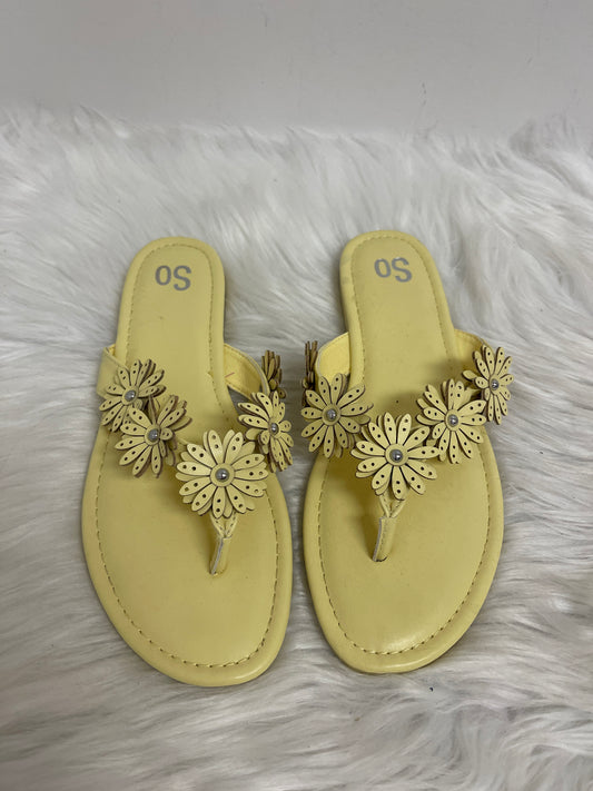 Sandals Flip Flops By So In Yellow, Size: 8