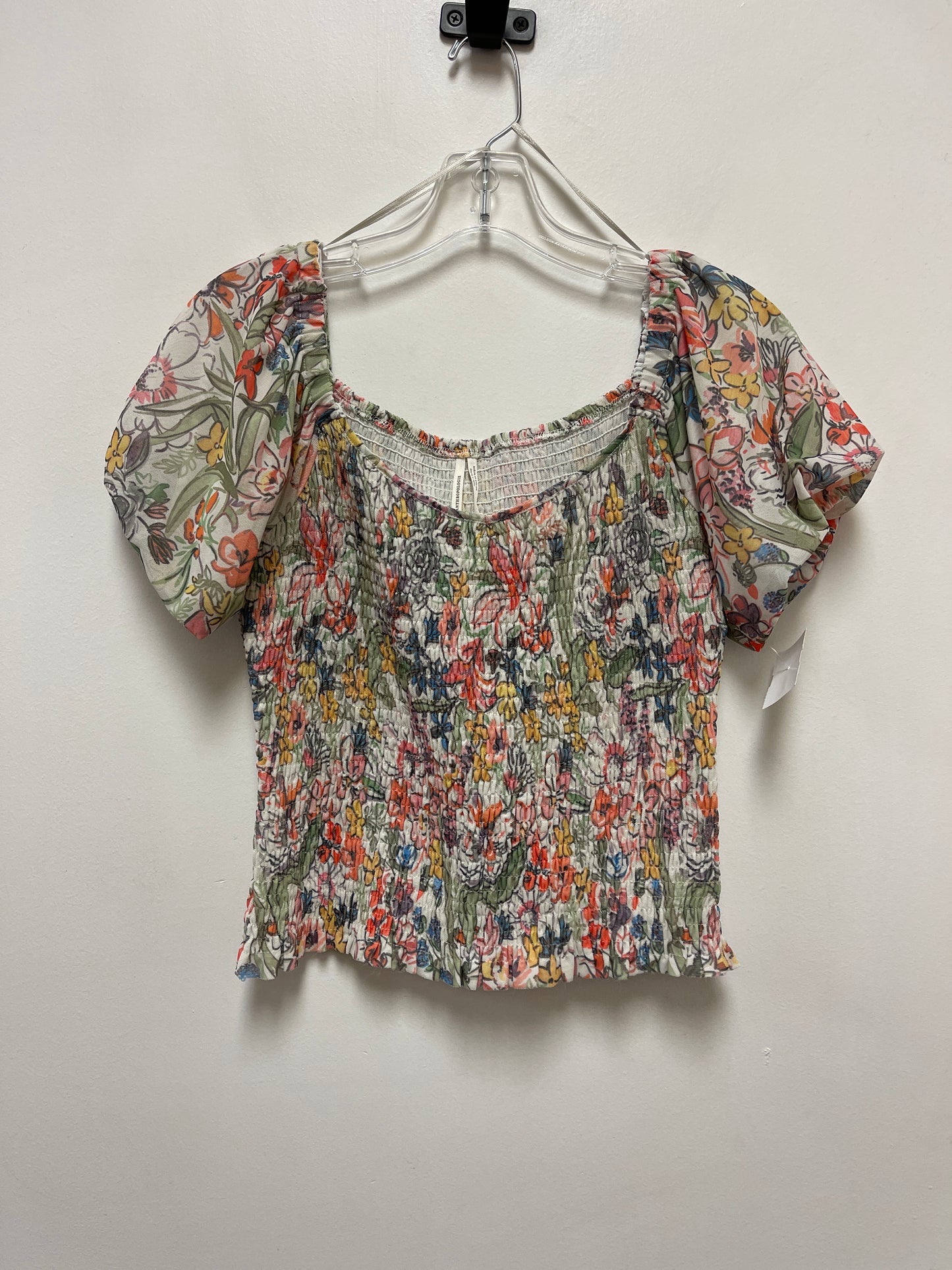 Top Short Sleeve By Anthropologie In Floral Print, Size: S