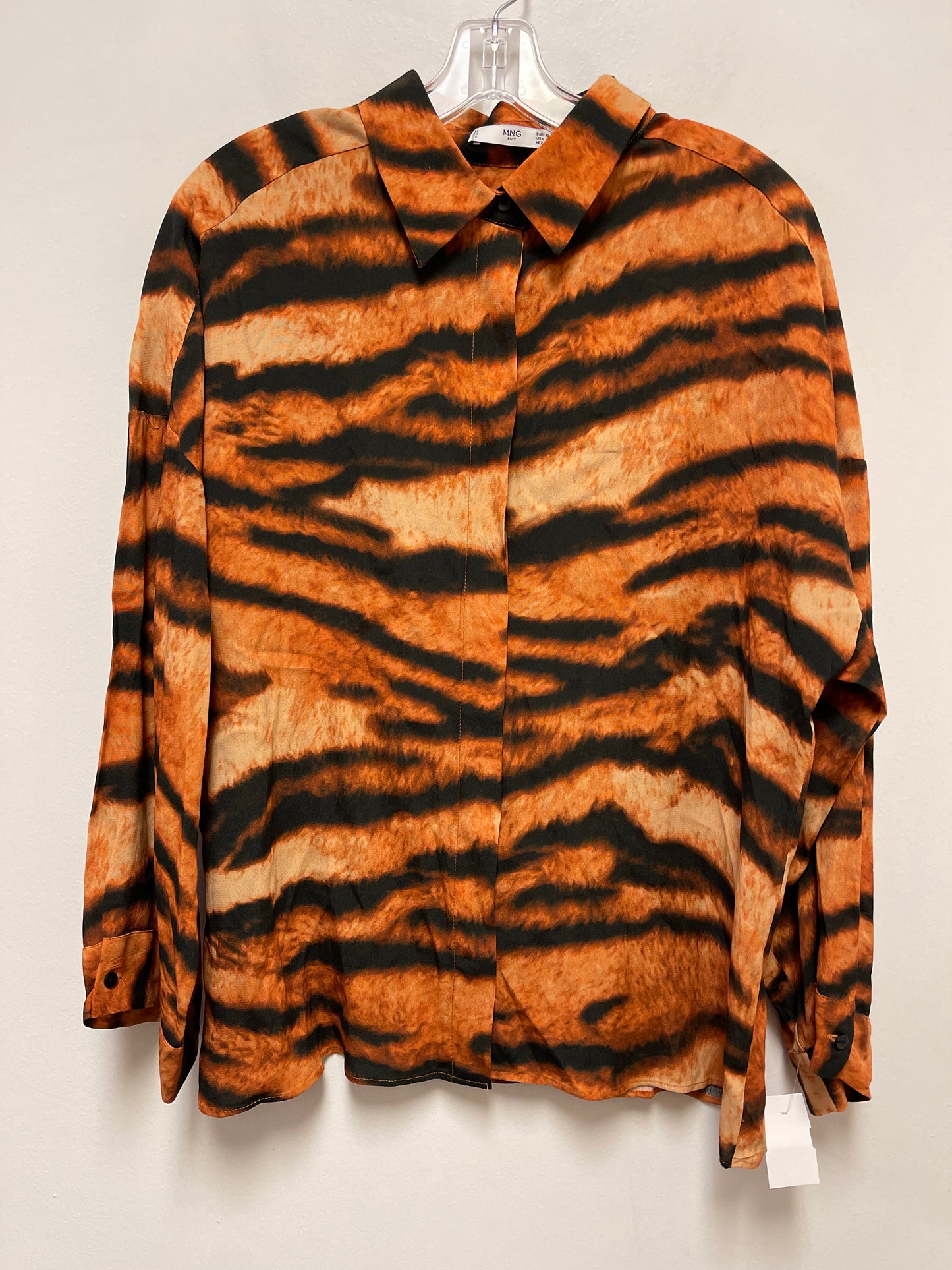 Top Long Sleeve By Mng In Black & Orange, Size: M