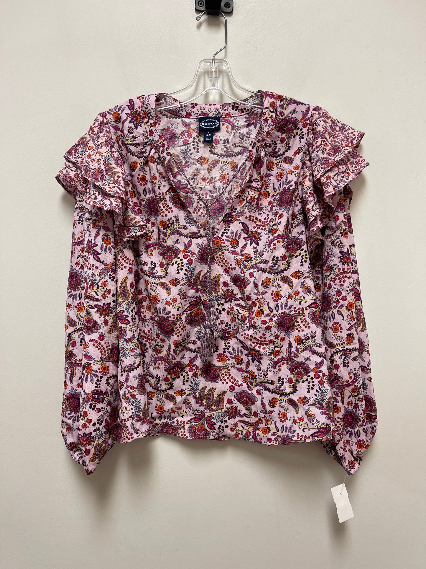 Top Long Sleeve By Scoop In Purple, Size: S