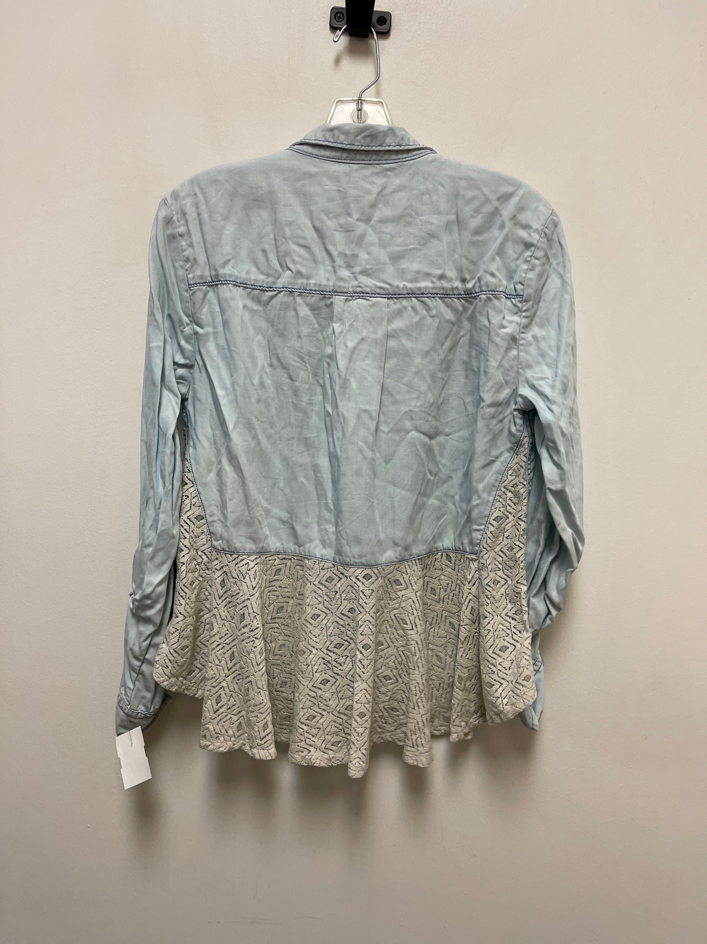 Top Long Sleeve By Holding Horses In Blue Denim, Size: M