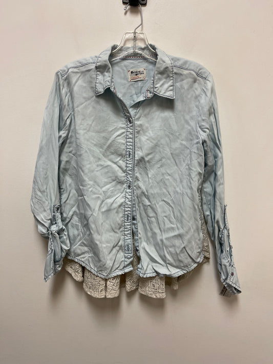 Top Long Sleeve By Holding Horses In Blue Denim, Size: M