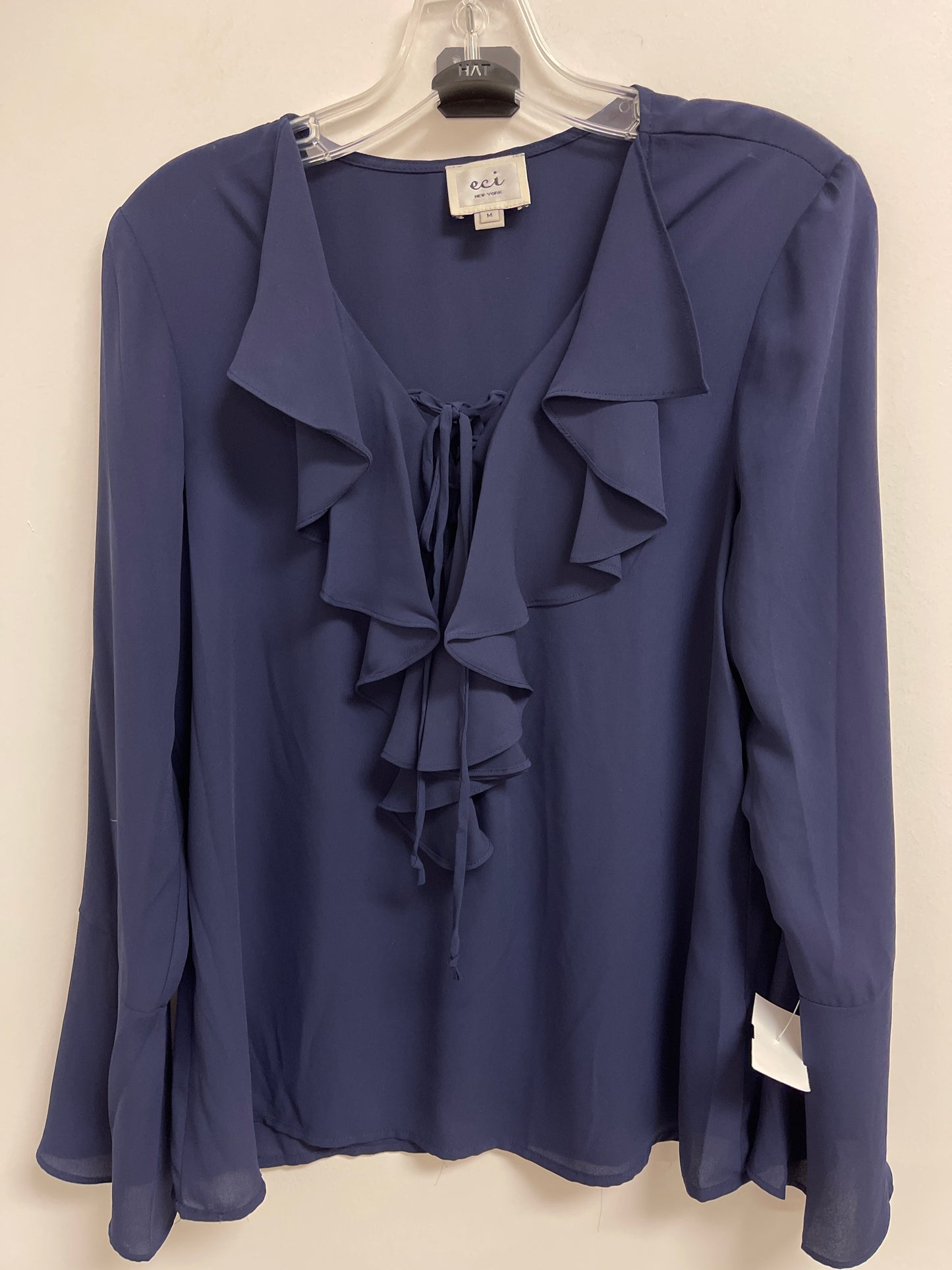 Top Long Sleeve By Eci In Navy, Size: M