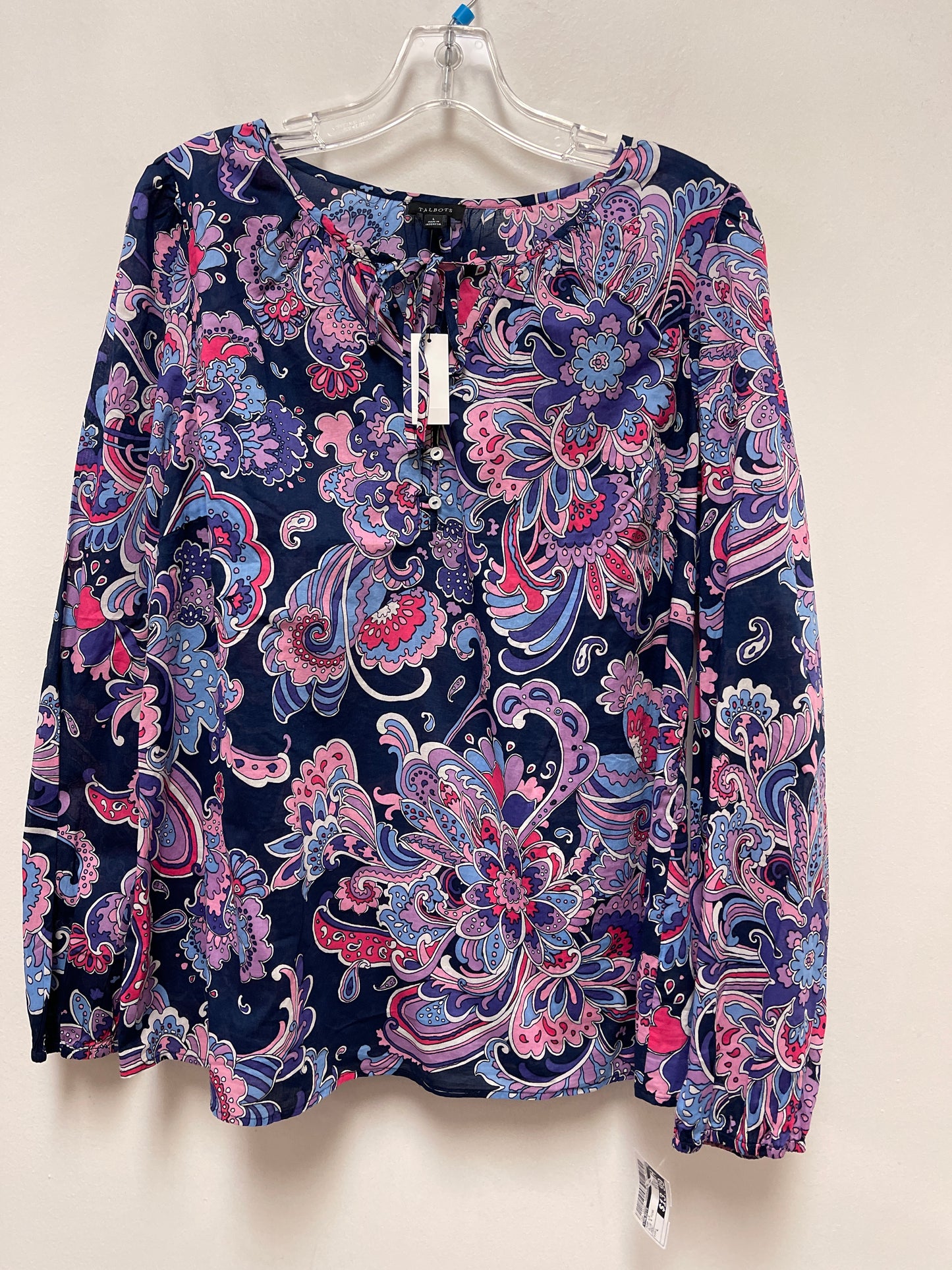 Top Long Sleeve By Talbots In Blue & Pink, Size: L