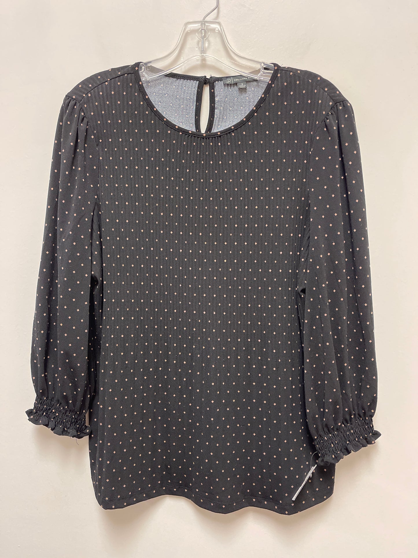 Top Long Sleeve By Adrianna Papell In Black & Cream, Size: S