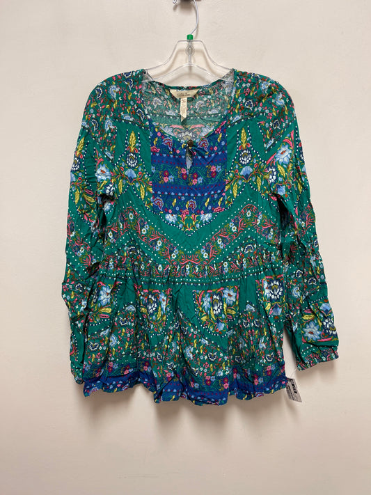 Tunic Long Sleeve By Matilda Jane In Blue & Green, Size: M