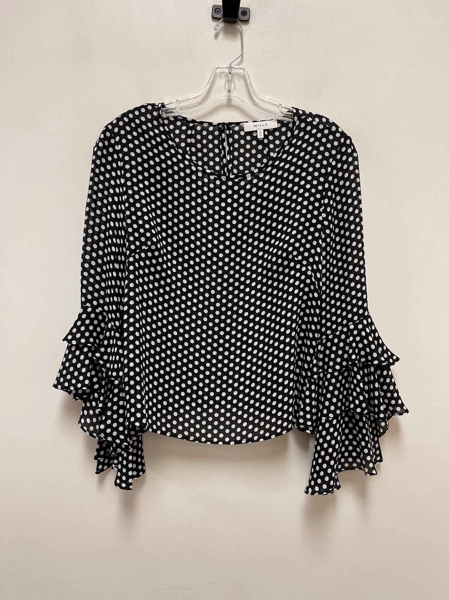 Top Long Sleeve By Milly In Polkadot Pattern, Size: L