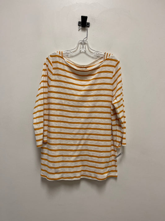 Top Long Sleeve By Time And Tru In White & Yellow, Size: 2x