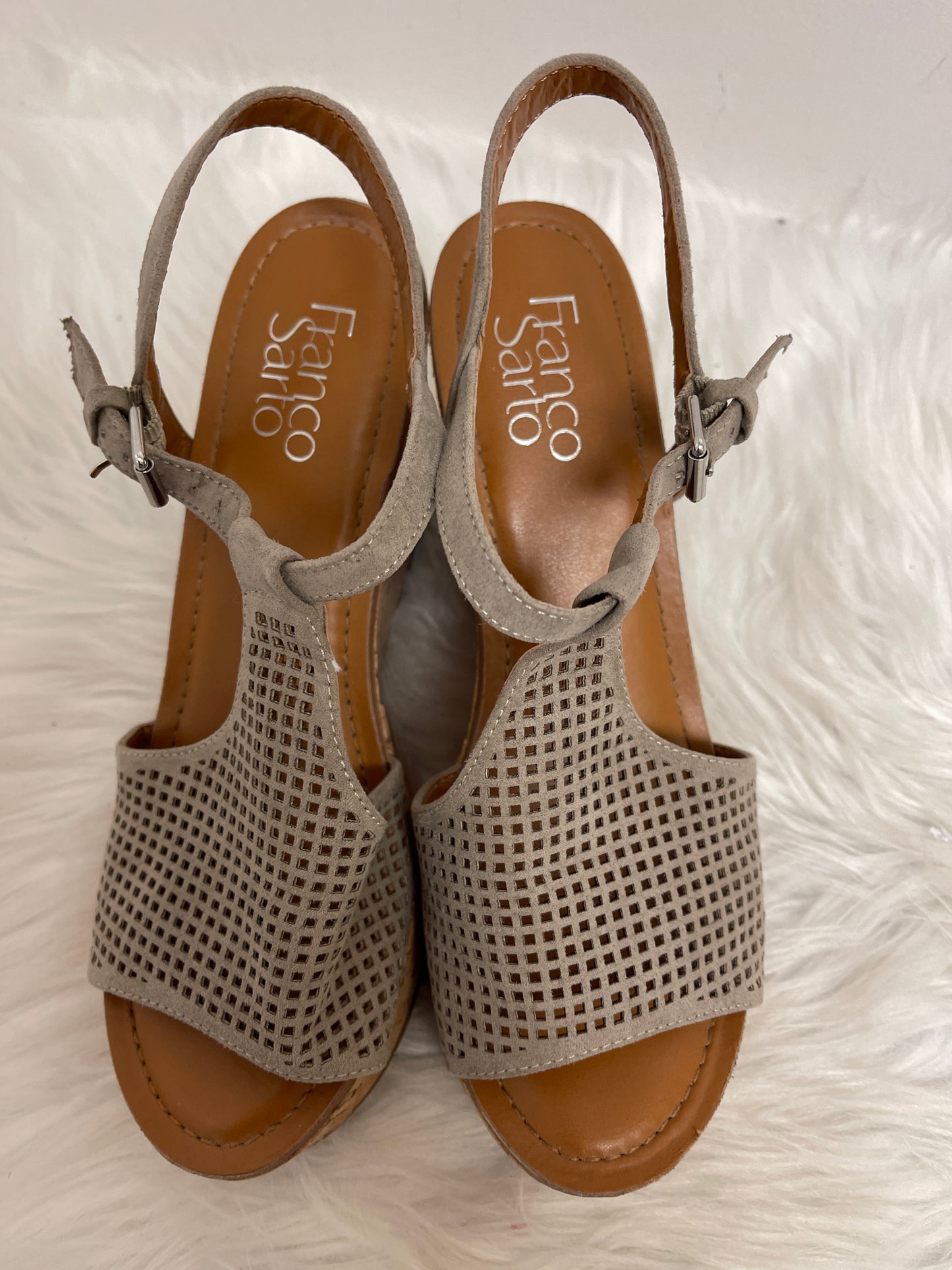 Sandals Heels Wedge By Franco Sarto In Taupe, Size: 6.5