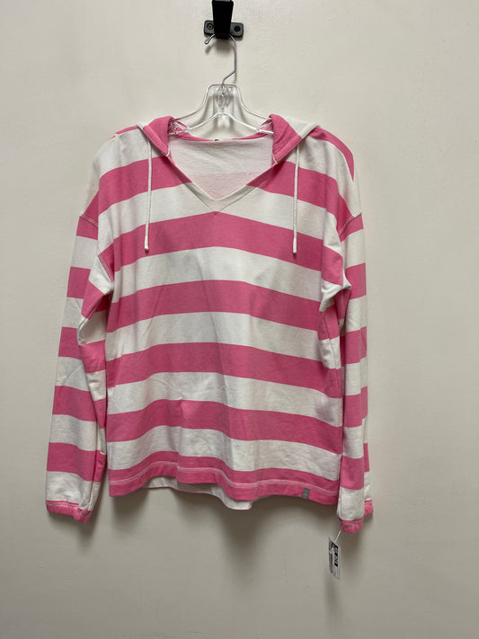 Sweatshirt Hoodie By Talbots In Pink & White, Size: S