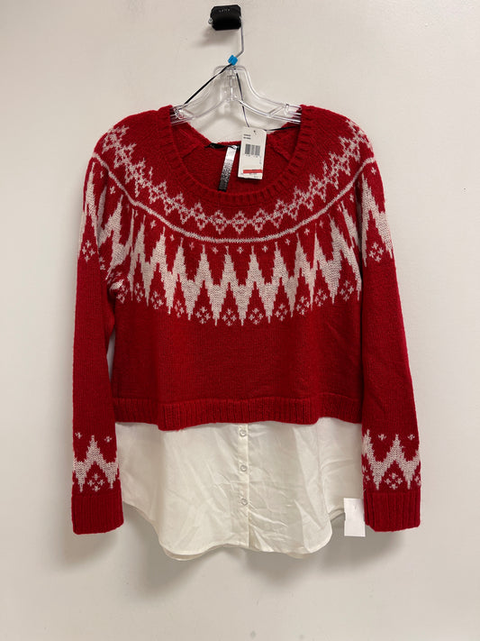 Sweater By Kensie In Red & White, Size: L