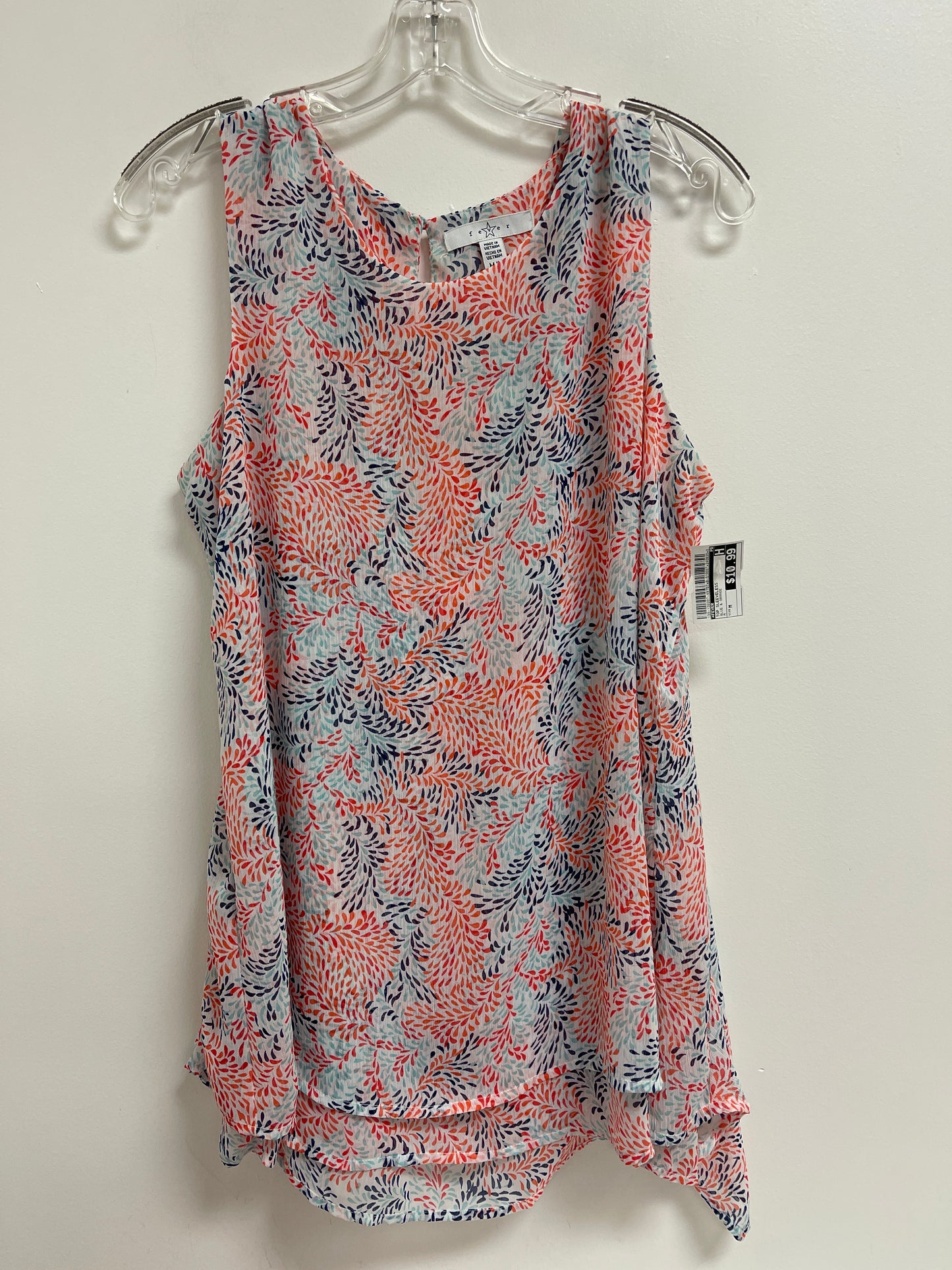 Top Sleeveless By Fever In Blue & Orange, Size: M