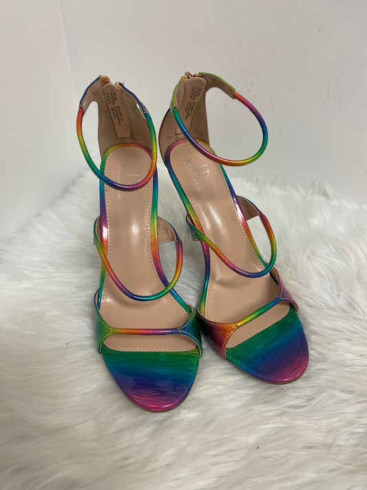 Sandals Heels Stiletto By Clothes Mentor In Rainbow Print, Size: 8.5