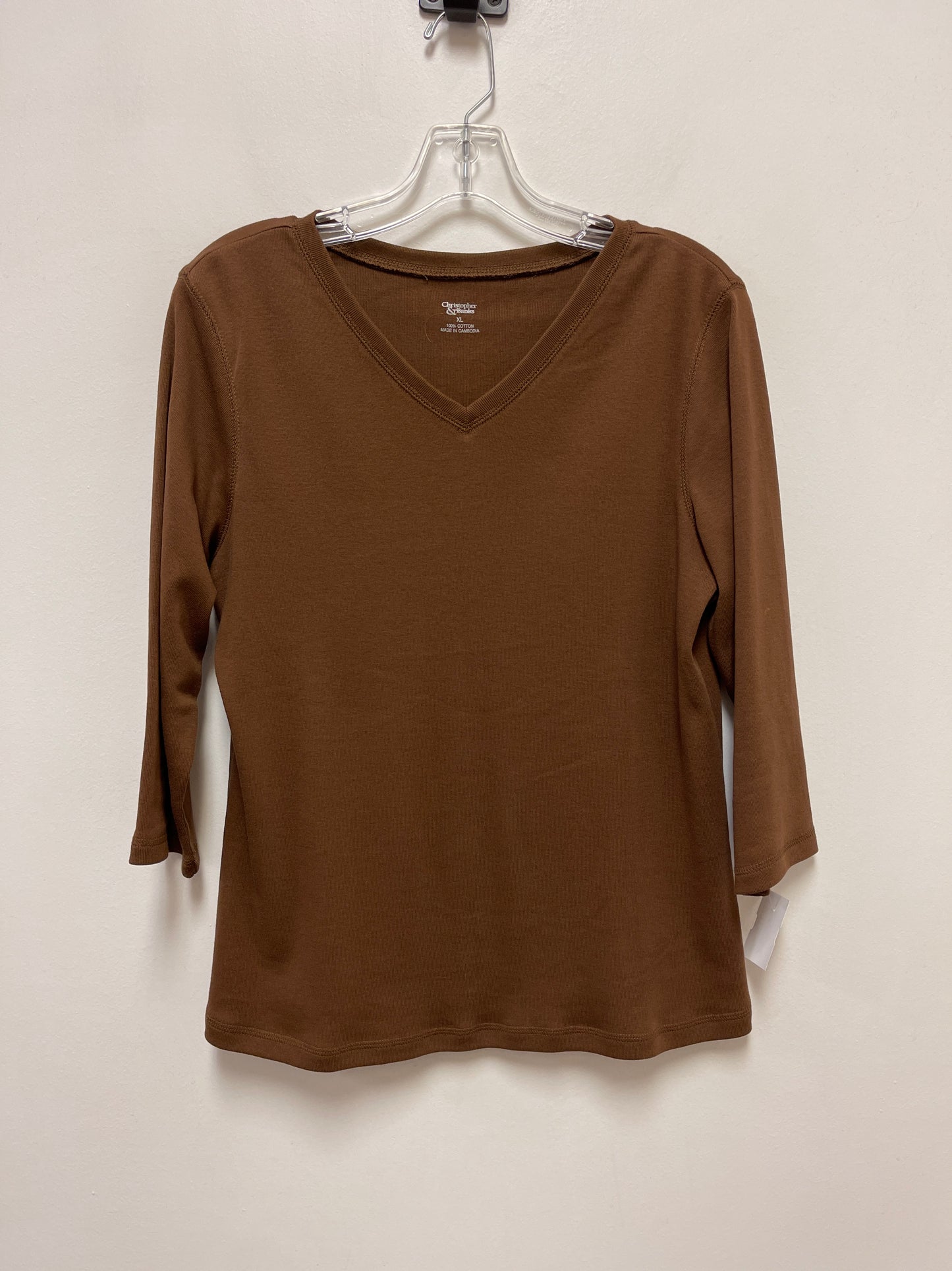 Top Long Sleeve By Christopher And Banks In Brown, Size: Xl