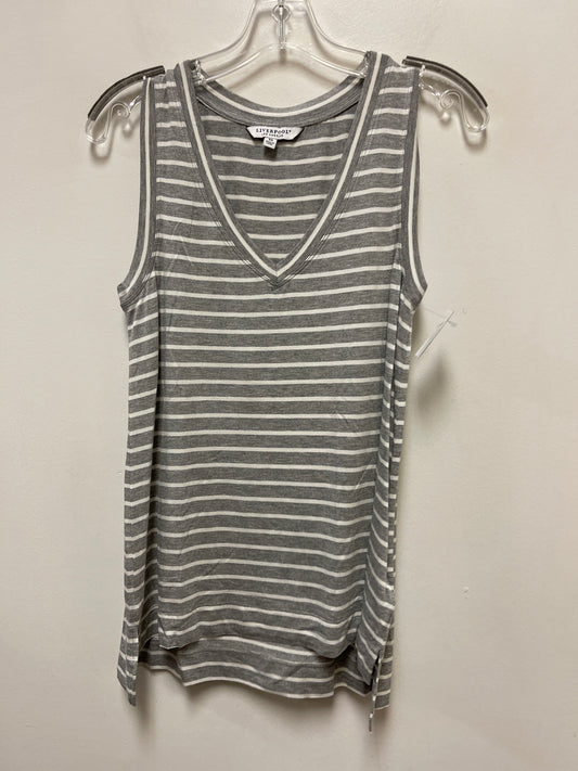 Top Sleeveless By Liverpool In Grey & White, Size: Xs