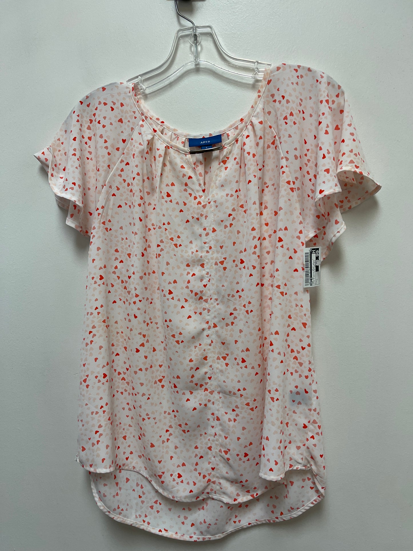 Top Short Sleeve By Apt 9 In Pink & White, Size: L