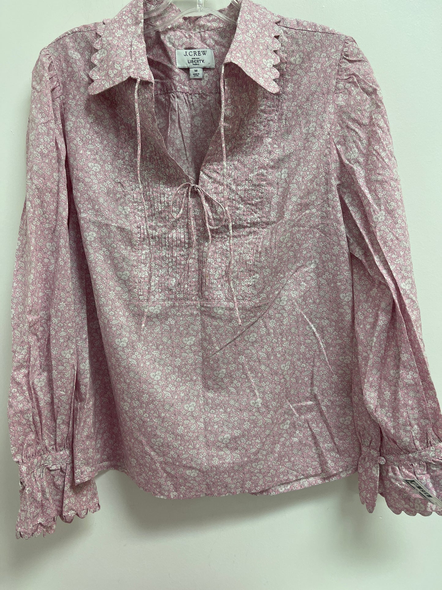 Top Long Sleeve By J. Crew In Pink & White, Size: M