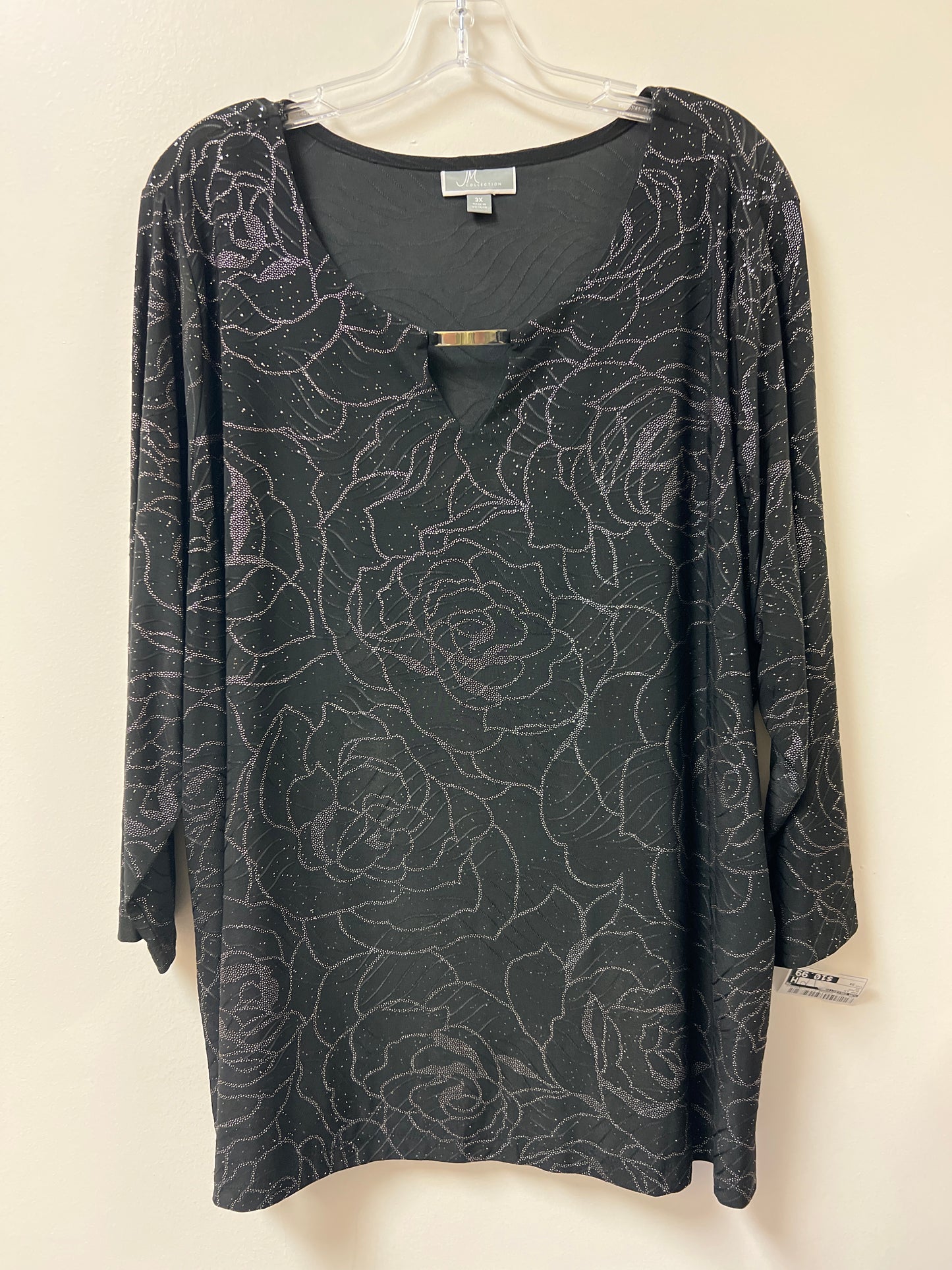 Top Long Sleeve By Jm Collections In Black, Size: 3x