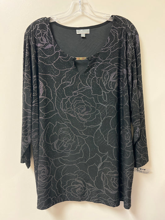 Top Long Sleeve By Jm Collections In Black, Size: 3x