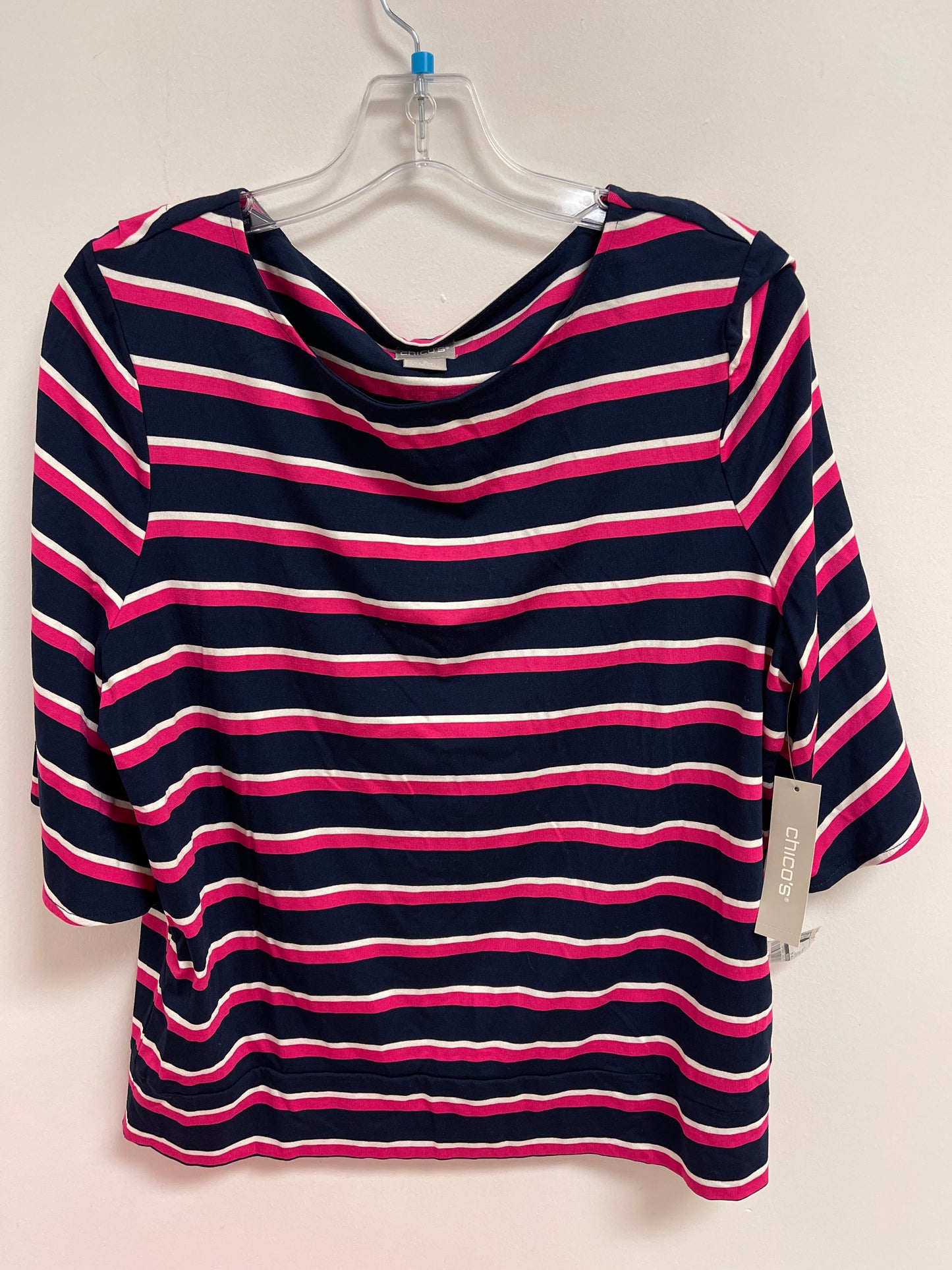 Top Short Sleeve By Chicos In Blue & Pink, Size: L