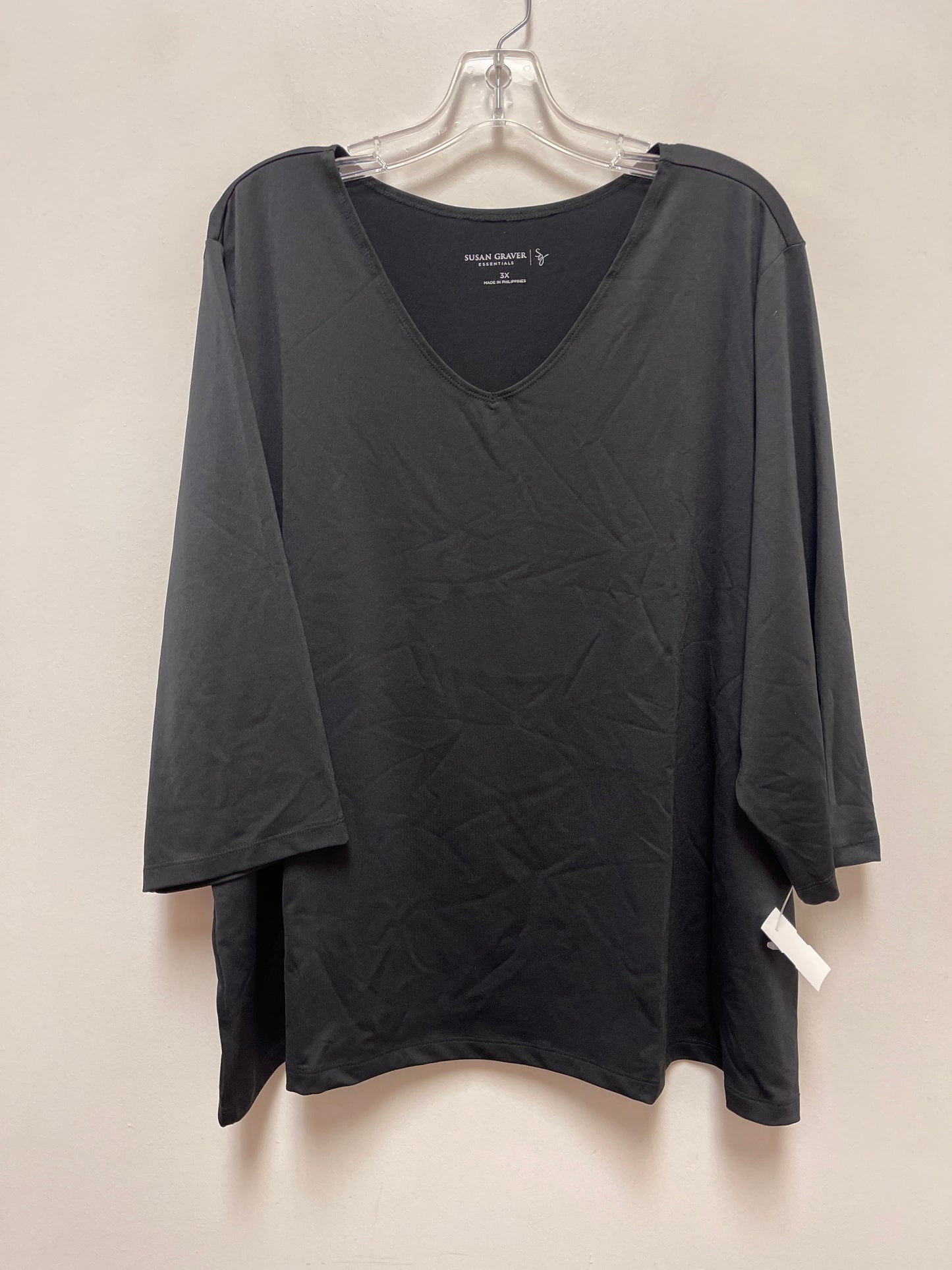 Top Short Sleeve By Susan Graver In Black, Size: 3x