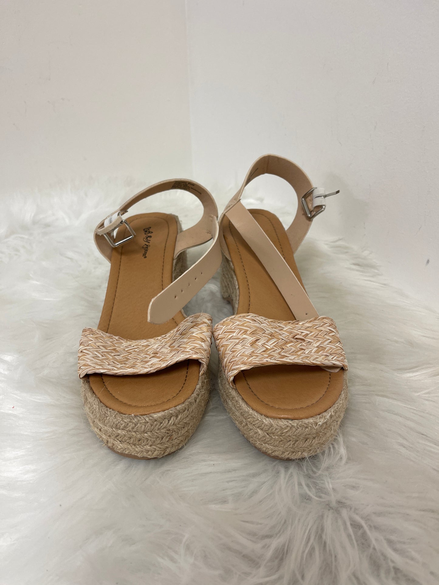 Sandals Heels Block By Self Esteem In Cream, Size: 8.5