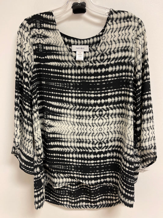 Top Long Sleeve By Karen Kane In Black & White, Size: M