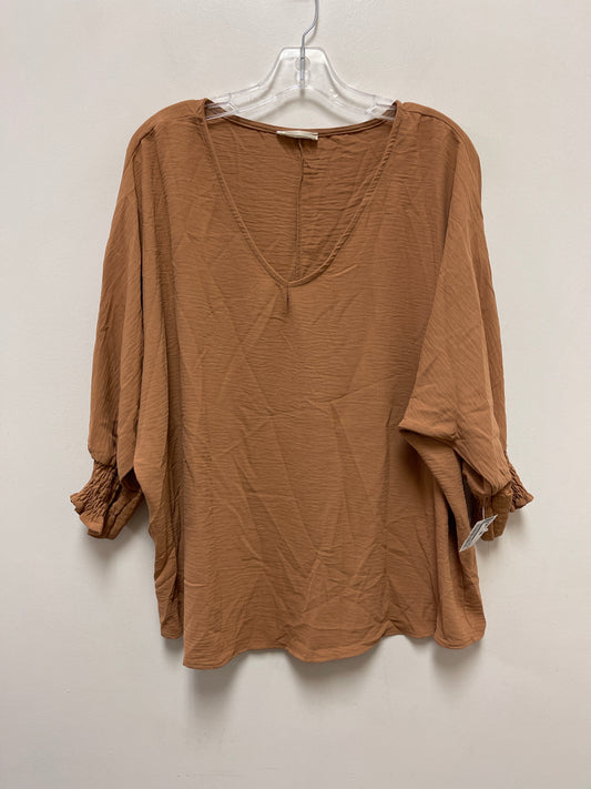 Top Long Sleeve By Ee Some In Brown, Size: M